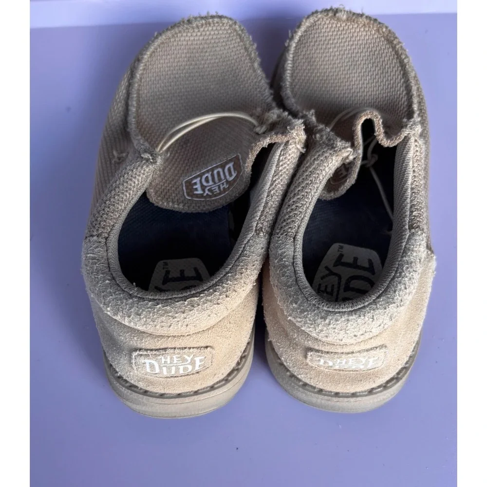 Hey Dude Wally Youth Funk Mono Tan Khaki Slip On Loafers Kids Size K13 40047-234